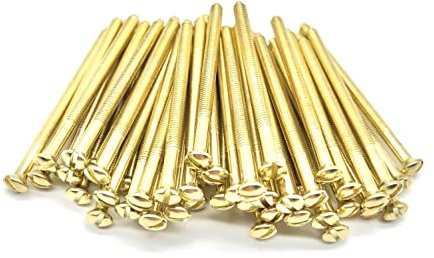 M3.5 Brass/Gold Electrical Socket Screws, 50mm, For Switches, Light Switch, Plug Sockets, 3.5mm x 50mm, (50)
