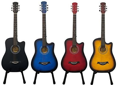 38 Inch Full Size Acoustic Guitar Classical Cutaway Design Hardwood Finish & Steel Strings with Bag (Black)