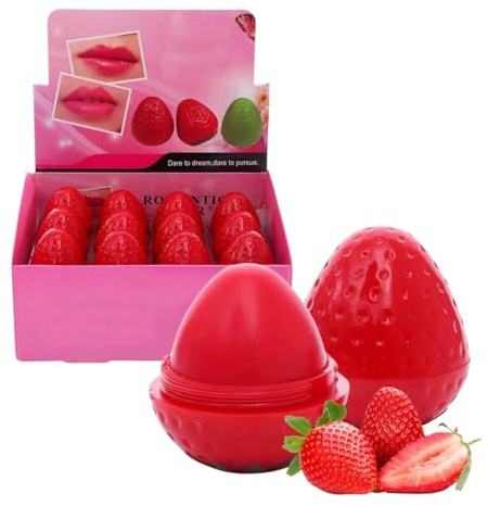 24 Stück Lippenbalsam Erdbeere Schön Geformte Frauen Mädchen Lippenbalsam Langanhaltende Feuchtigkeitsspendende Lippenbutter