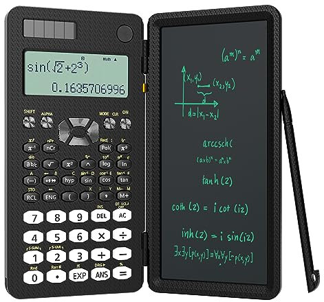 Upgraded 82MS Plus Scientific Calculator, ROATEE Professional Scientific Calculators with Erasable LCD Writing Tablet, Solar and Battery Dual Power,Desktop Calculator with Notepad for Office, School