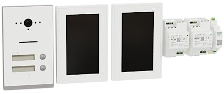 Schneider Electric Ritto Video-Gegensprechanlage, TwinBus IP Set mit App, 7 Zoll HD Monitor, 2-Draht-Technik, 2-Familienhaus, Unterputz, Weiss, Artikelnummer RGE2094270