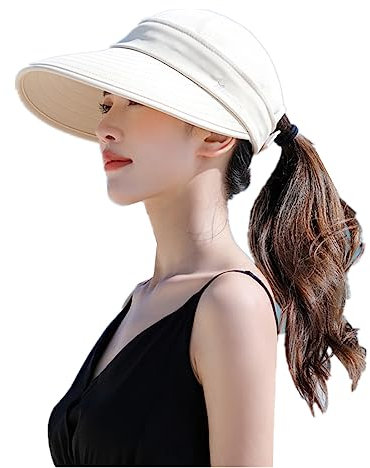 Schirmmütze, Sport, Sommer, Sonnenhut, abnehmbar, Capeline, Damen, breite Krempe, faltbar, Strandhut, Reise, UV-Schutz, Baseballkappe, Pool, Camping, Angeln, Gartenarbeit, beige, 56/58 cm