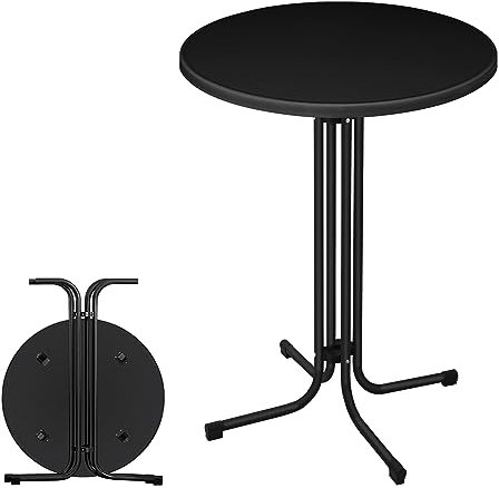 Froadp Ståbord, fällbart bistrobord, barbord, inomhus och utomhus, multifunktionellt bord, Ø 79 cm, festbord, balkongbord med justerbara fötter, rund, fällbord för bar, trädgård, balkong (svart)