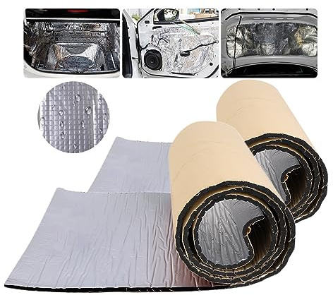 2 Roll Car Sound Proofing Foam Roll Closed Cell Foam Deadening Self Adhesive Reflective Aluminium Foam Insulation 10mm Thick Sound Deadening Aluminum Bubble Heat Thermal Reflector Panels Kraft