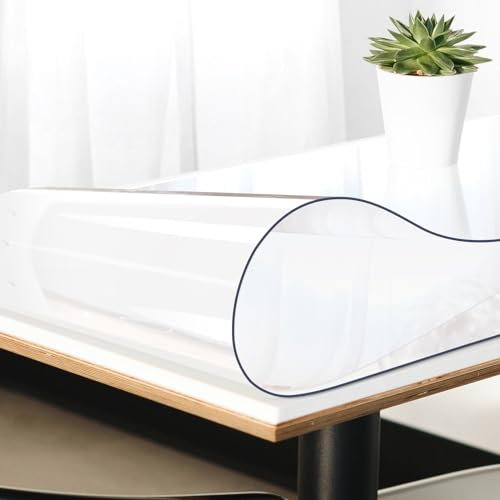 HOMELUX Tischfolie Transparent Tischdecke 1.8mm - PVC Durchsichtige Tischdecke - Abwaschbar, Wählbar Größe, Individuell Zuschneidbarer - Glasklar Tischschutz Transparent, Tischschutzfolie