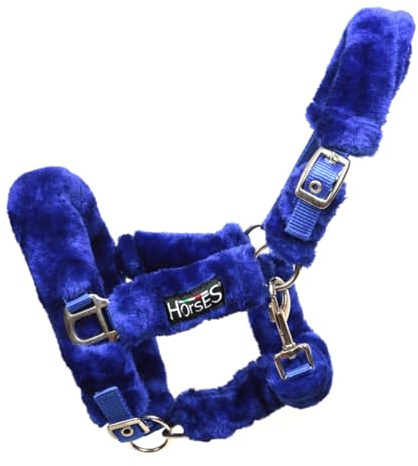 Horses Halfter Soft Fluffi Mini, Komfortables Halfter, nützlich zum Führen des Pferdes in der Hand oder zum Sichern beim Putzen (Royal Blau, Shetland)