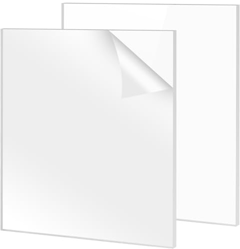 KEILEOHO 2 Pcs 30 x 30cm Clear Acrylic Sheets, 10mm Thick Square Acrylic Panels Boards for DIY Display