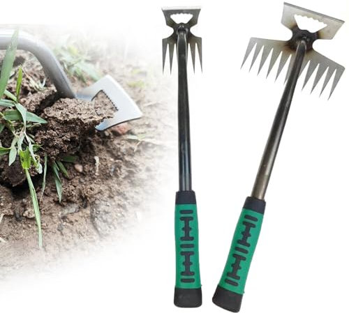 2 Pezzi Sarchiatore per Erbacce, XPJBKC Estirpatore Erbacce da Giardino, Sarchiatore Manuale con Manico, Arieggiatore per Prato Manuale, Attrezzi Giardinaggio Attrezzo per la Rimozione delle Erbacce