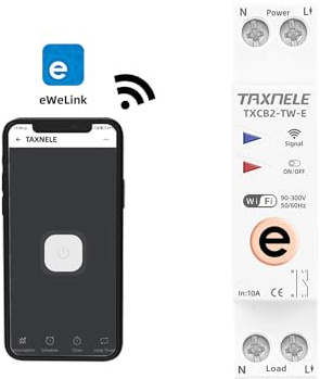 Ewelink WiFi Interrupteur Intelligent Interrupteur Temps Relais minuterie 1P + n 10A 16A 20A 25a 32A 40A 63A 110V 220V télécommande sans Fil Commande vocale (10A)