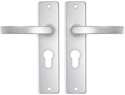 AXA Türbeschläge set - Edge Basic Blok | Türklinken Innentüren mit Langschild, Mit Zylinderloch, Aluminium, PC55