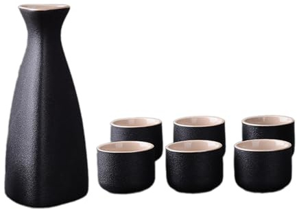 Generic Set Da Sake Giapponese Decor Set Da Servizio per Sake Nero per Cucina con Cassetti E Ufficio