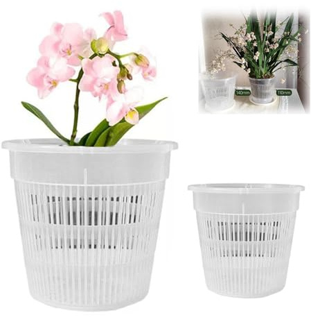 Transparent Plastic Plant Pots,Orchid Pots with Holes,Clear Orchid Pots Flower Pots,Clear Orchid Pot with Drainage Holes,Orchid Planter Pots for Repotting, Slotted Flower Plant Pot Indoor Outdoor