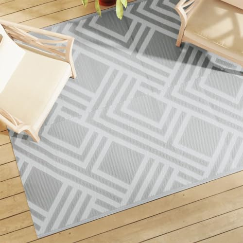Sufrk Outdoor-Teppich Balkonteppich Carpet Outdoor Teppich Balkon Grau 160x230 cm PP - 368563