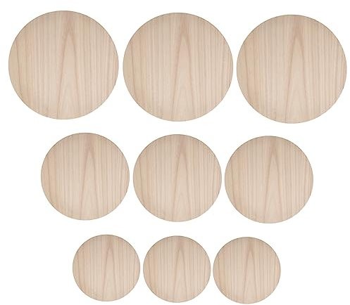 VILLCASE 9st Bemalte Runde Holzspäne Heiligen Geburtstag Leckereien Ornament Handwerk Mittelstücke Rustikal Rundes Rustikales Hochzeitsdekoration Unvollendete Hängende Ornamente