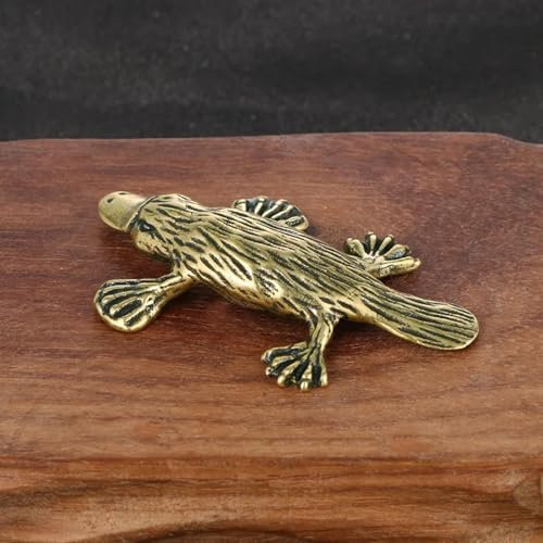 DUOLAIYUNSO Bronzefigur, 5,5 x 3,3 cm, massives Messing, Tier, Schnabeltierfigur, Miniatur, Tee, Haustier, Handwerk, Schreibtisch, kleines Ornament, Heimdekoration