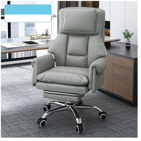 Luxuriöser Gaming-Stuhl mit hoher Rückenlehne und schickem orangefarbenem Design, Bürostuhl mit Armlehne und Nackenkissen, ergonomischer Chaiseloniere-Bürostuhl in grauer Farbe, Komfort und Stil, für