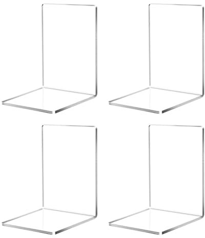 CLDURHGE Lot de Serre-Livres en Métal Blanc - Modèles en Acrylique Transparent, Fournitures de Bureau et Papeterie, Idéal pour la Décoration de Livres et d'Etagères