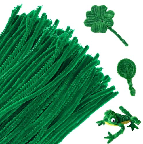 100 Stück Pfeifenputzer zum basteln, Pfeifenreiniger Grün Chenilledraht, 30CM Biegeplüsch Pfeifenreiniger Set, Pipe Cleaner für Kinder zum Basteln und Kreative DIY-Dekoration