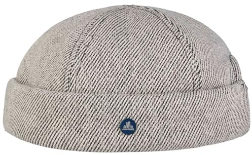 HAMMABURG Heavy Twill Dockermütze Baumwolle Herren Damen Sommer weiß-dunkelblau M (56-57 cm)