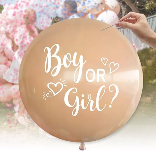 Heboland Palloncini Baby Shower Boy or Girl, 36 Pollici Palloncino Gender Reveal Grandi Palloncini in Lattice con Nastro di Coriandoli Rosa Blu per Baby Shower Decorazioni Gender Reveal Ideas