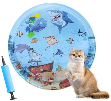 YEAMLTE Wassermatte Katze, Wasserspielmatte Katze, Katzenspielzeug Wassermatte, Katzen Spielmatte, Sommer Wassersensorische Spielmatte, Interaktives Spielzeug für Katzen und Hunde (B)