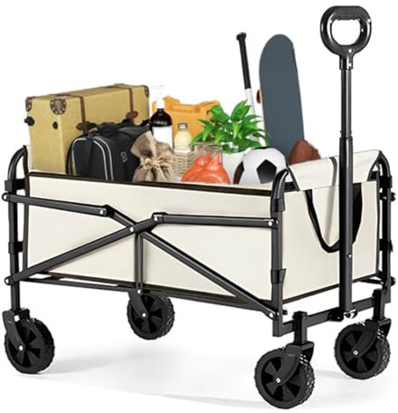 Bollerwagen faltbar 100/150L bis 150/175kg mit Bremse Dach Handwagen schieben&ziehen klappbar Strandwagen breite Räder Faltwagen mit Griff für Camping Strand Einkauf Tier