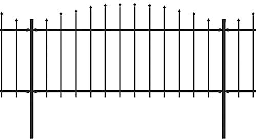 Clôture de jardin pour extérieur, clôture de pâturage, clôture de jardin, clôture de jardin avec pointes de lance en acier (0,5-0,75) x 3,4 m, noire, pour terrasse, jardin, camping, balcon