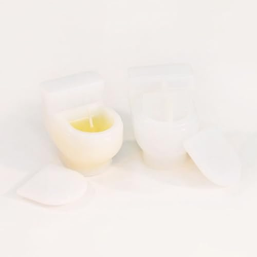 Stiesy 2 Set Toilet Silicone Moulds, Candle Storage Box Silicone Mold Creative Funny Plant Flower Pot Candlestick Resin Epoxy Casting Mould for DIY Candles Crafts Gypsum Molds Home Table Decor