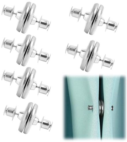 6 Piezas 20mm Imanes para Cortinas, Sujetadores Magnéticos, Plata Pesos de Cortina Magnética, magnético para Cortinas, Accesorios Decorativos y Funcionales para el Hogar y la Oficina