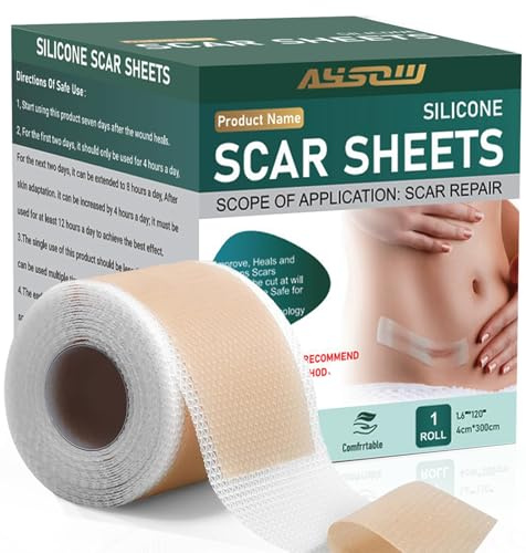 AYSOW Cerotti Silicone Cicatrici,Cerotti Cicatrici in Silicone Medico (1,6x120,Roll-3M),Riutilizzabile e Ipoallergenici Cicatrici da Silicone da Taglio Cesareo,Acne-Impermeabile e Tagliabile