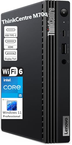 Lenovo ThinkCentre M70q Business Mini PC Desktop Computer, 64GB DDR4 RAM, 1TB PCIe SSD, Intel 6-Core i5-10400 (Beat i7-8700), WiFi 6, Bluetooth, Wireless Antenna, Keyboard & Mouse, Windows 11 Pro