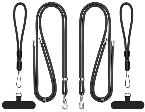 Phone Lanyard, 2 Pcs Adjustable Phone Strap Crossbody and 2 Pcs Wrist Strap Anti Theft, Universal Durable Pads, Compatible with All Smartphones