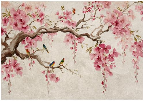 WallArena - Carta da parati fotografica - Uccello, Fiori, 350x250 cm - Murale fotografico - Per soggiorno e camera da letto - Effetto 3D - con Colla