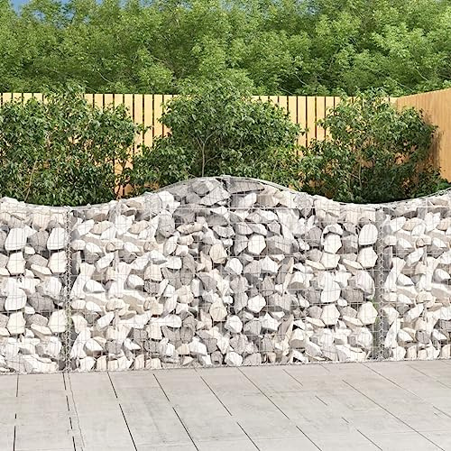 Owoxanthellate Gabion 200 x 30 x 100/120 cm galvanisé 3,5 mm Protection contre les regards indiscrets et le vent, mur de jardin, terrasse, jardin avant