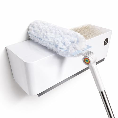 Joy-BOS® Plumeau Poussière Télescopique Microfibre Lavable Antistatique | Balai Perche Télescopique en Acier Inoxydable | Tête de Loup Rotative 180° | Brosse Manche Long pour Maison, Meubles