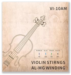 Zunate Professionell Kvalitet Aluminium Magnesium Violinsträngar för 4/4 3/ Fiol, Kärna i Rostfritt Stål, Ljus Ton, nybörjare.