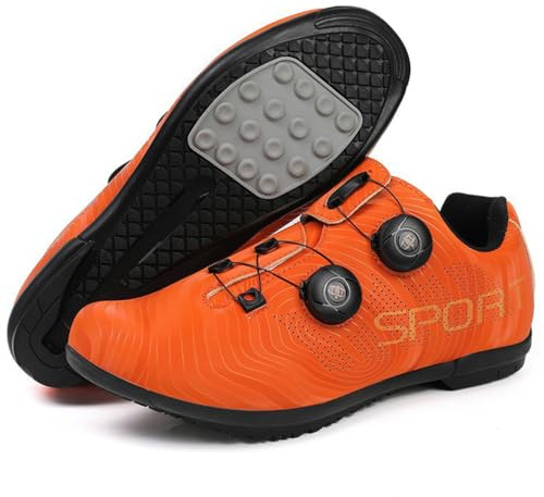 TvzsiY Men Cycling Shoes Rubber Soled MTB Bicycle Shoes Non-Lock Road & Mountain Bike Sneakers with Quick-Rotate Lace System