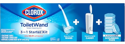 Clorox 03191 ToiletWand Disposable Toilet Cleaning System with 6 Disinfecting ToiletWand Refill Heads, White/Blue, Pack of 8