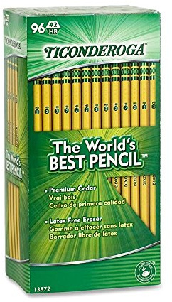Dixon Ticonderoga Wood-Cased #2 HB Pencils, Box of 96, Yellow