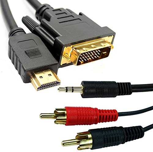 Loops 10m PC to HDTV Cable Kit - HDMI to DVI-D & 3.5mm to 2 RCA Cable
