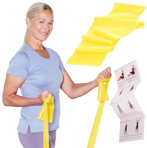 TheraBand 2,50m im PE Beutel mit Anleitung | Fitnessband | Gymnastikband | Stretchband für Ganzkörpertraining | Widerstandsband | Training Bands für Zuhause | Fitness Zubehör | 100% Naturlatex
