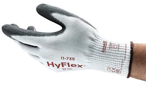 Ansell HyFlex 11-735 Guantes de Trabajo Anti-cortes, Guante Mecánico Resistente a la Abrasión y con Agarre Mejorado, Negro, Tamaño 10 (12 Pares)