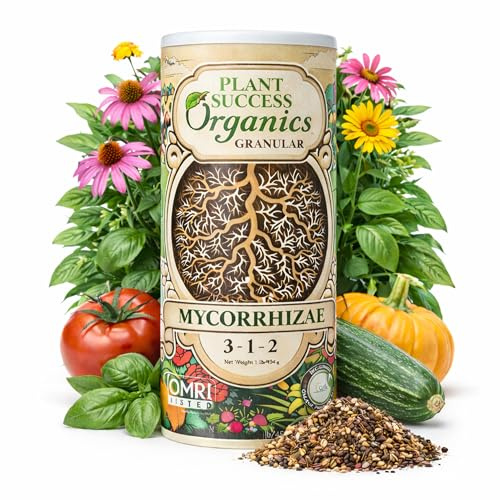 Mycorrhizal Fungi Plus Starter Fertilizer for Plants, Made in The USA, Plant Success Organics, Root Stimulator, Treats 480 Plants, Ultra Concentrated Mycorrhizae for Tree, Rose and Flower Care
