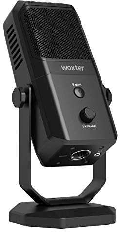 Woxter Mic Studio 100 Pro - Micrófono de Condensador (Cardioide y Omni-direccional) con trípode Ajustable y tecnología Vertigain®, Negro …