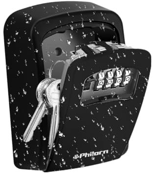 PHILORN Cassetta di Sicurezza per Chiavi - Cassaforte Resistente alle Intemperie, Montaggio a Parete con Combinazione a 4 Cifre Ultra-Robusta