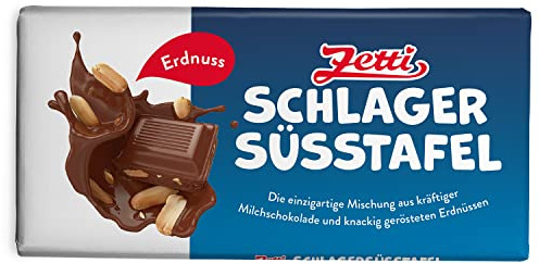 Zetti Schlager - Premium Schokolade mit gerösteten Erdnüssen – Knackige Schokolade mit Nüssen – Made in Germany 24 x 100g