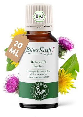BitterKraft! Original BIO Bitterstoffe Tropfen 20 ml – nach Hildegard von Bingen – 9 erlesene Bitterkräuter - Verdauungsfördernd – hochdosierte Bittetropfen - 100% Natur – Vegan – Made in Germany