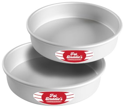 Fat Daddio's Anodized Aluminum Round Cake Pans, 2 Piece Set, 9 x 2 Inch