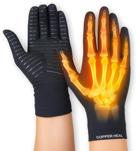 COPPER HEAL GUANTES completos de Compresión ARTRITIS Cobre Reumatoide Tunel carpiano (XL)