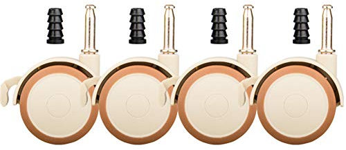 4 Stem Castors M7 M11 Crib Casters Twin Wheel with Brake Silent Rubber Furniture Replacement Casters 360° Swivel Quiet Scroll for Baby Cot Hardwood Floor Carpet 2 Inch 160KG